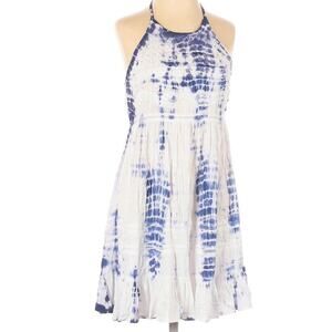 En Creme ASOS blue & white halter tie dye boho bohemian dress